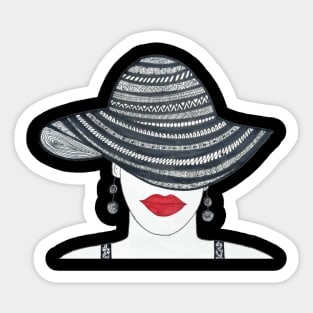Lady in an elegant hat Sticker